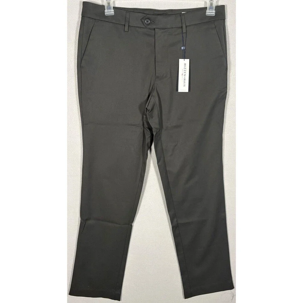 NWT MIZZEN + MAIN Performance Dress Pants Mens 33x30 Pewter Golf Made In USA